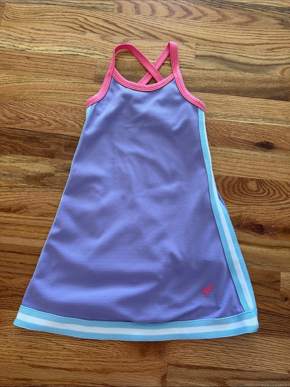 The Beaufort Bonnet Company Purple Dress with Pink Trim and Light Blue Accents